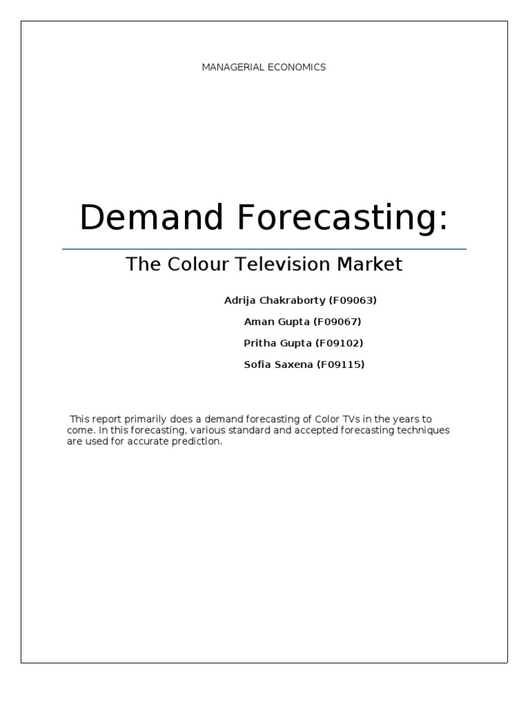 Demand Forecasting for Color TVs in India | PDF | Supply (Economics ...