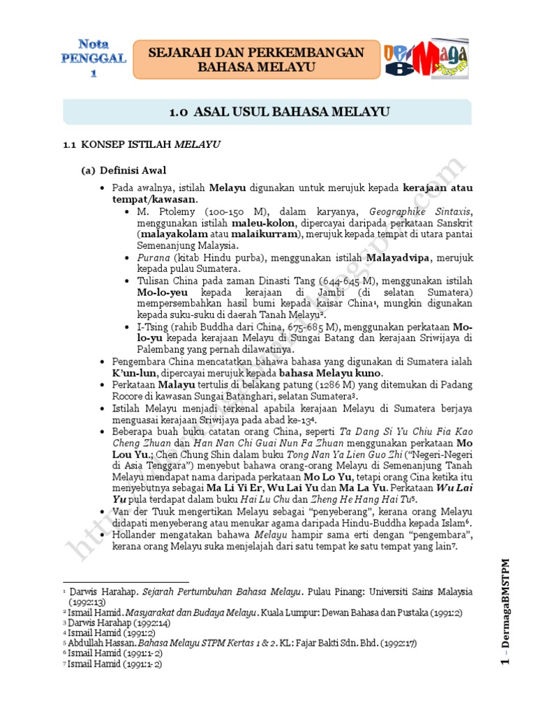 asal usul bahasa melayu pdf