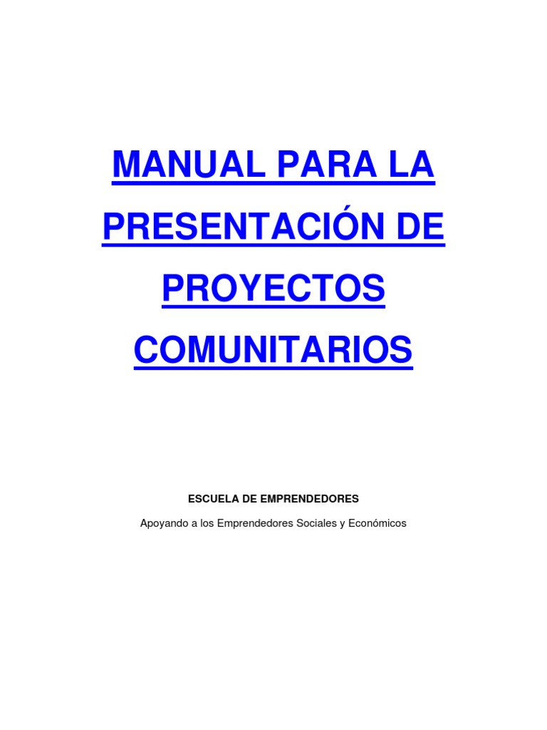 Manual de Proyectos Comunitarios | PDF | Presupuesto | Institución
