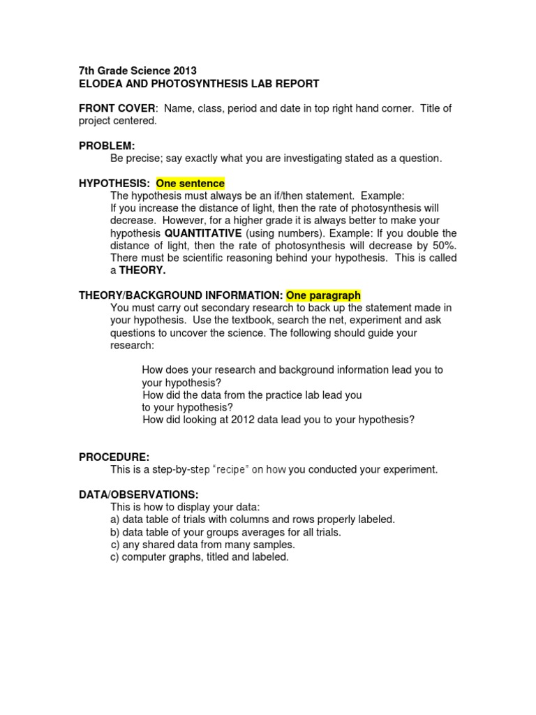Lab report observations picture