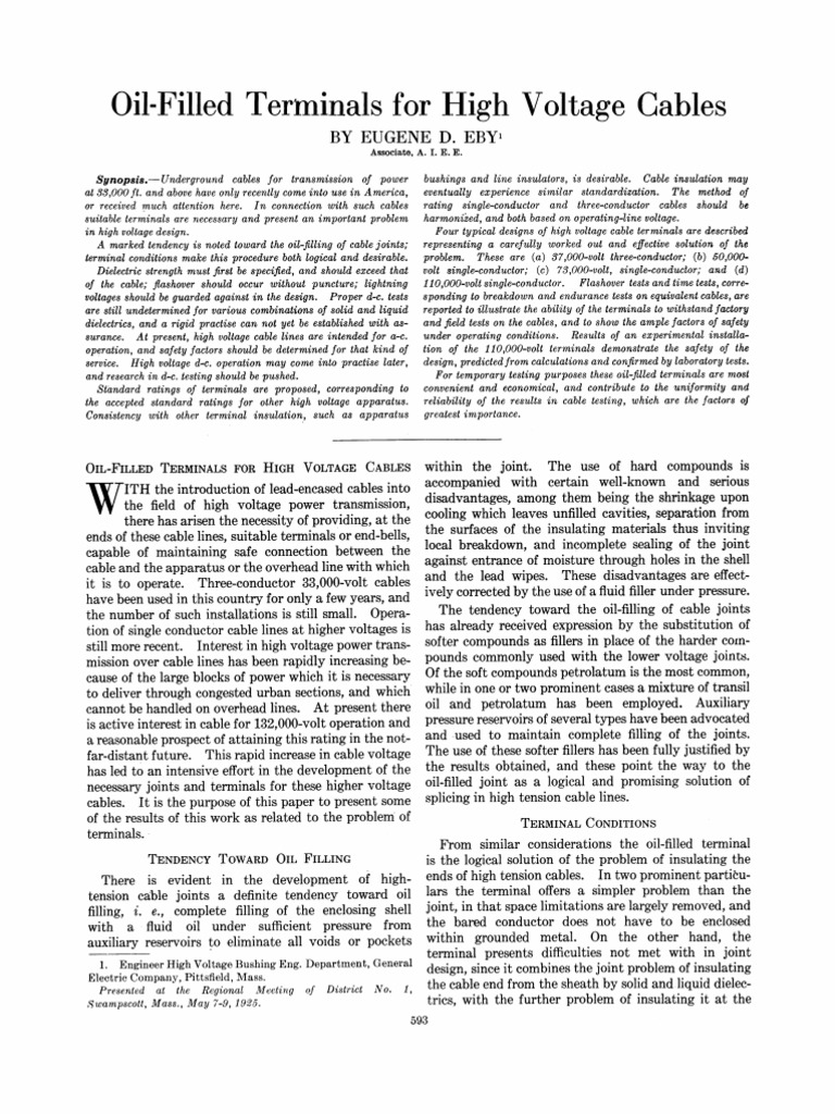 Oil Filled Cables Terminals | PDF