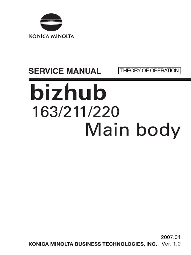 KONICA MINOLTA BizHub 163, 211, 220 Theory of Operation Service Manual |  Image Scanner | Equipment