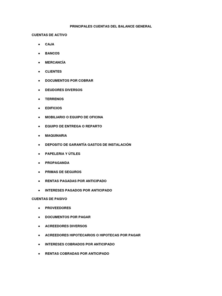 Cuentas del Balance General Explicadas | PDF | Estado financiero | Bancos