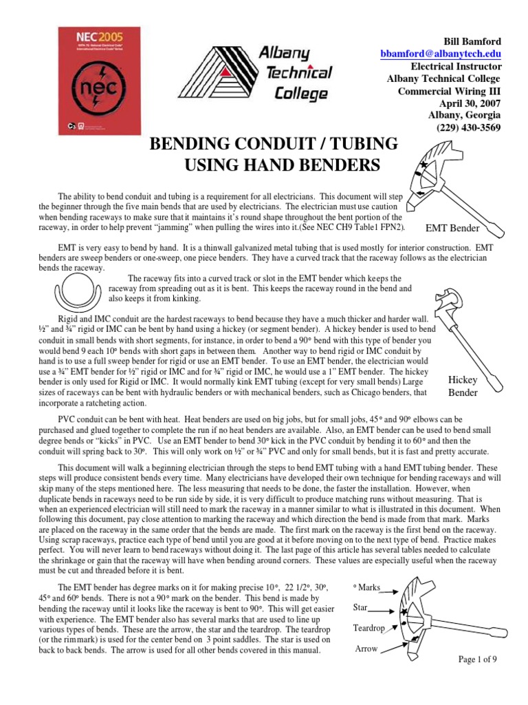 Conduit Bending Techniques for Electricians | PDF