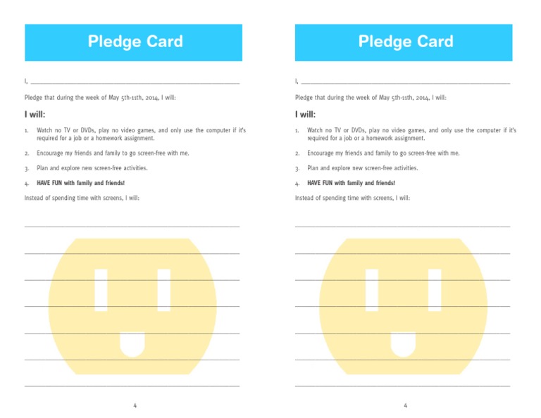 Screen-Free Week Pledge Card | PDF | Career & Growth | Self-Improvement