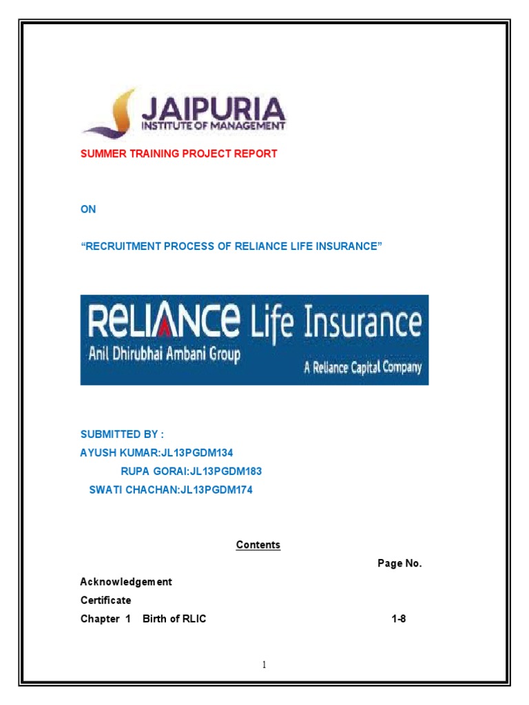 Reliance Life Insurance Recruitment Process | PDF | Recruitment | Salary