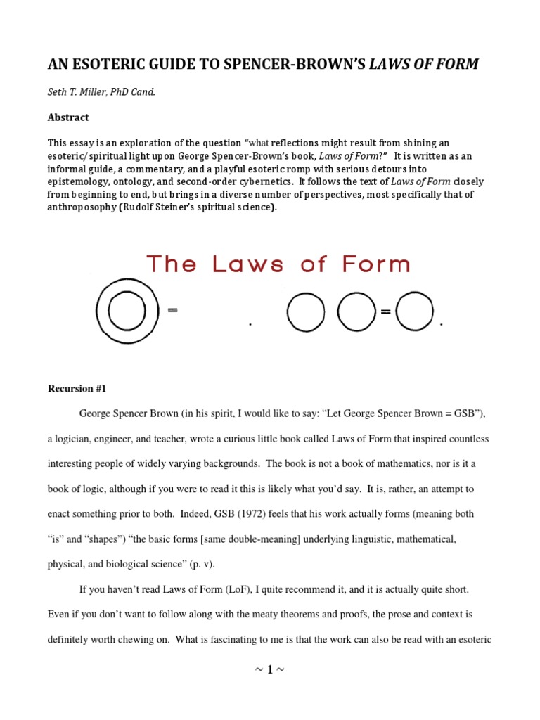 An Esoteric Guide To Laws of Form | PDF | Infinity | Rudolf Steiner