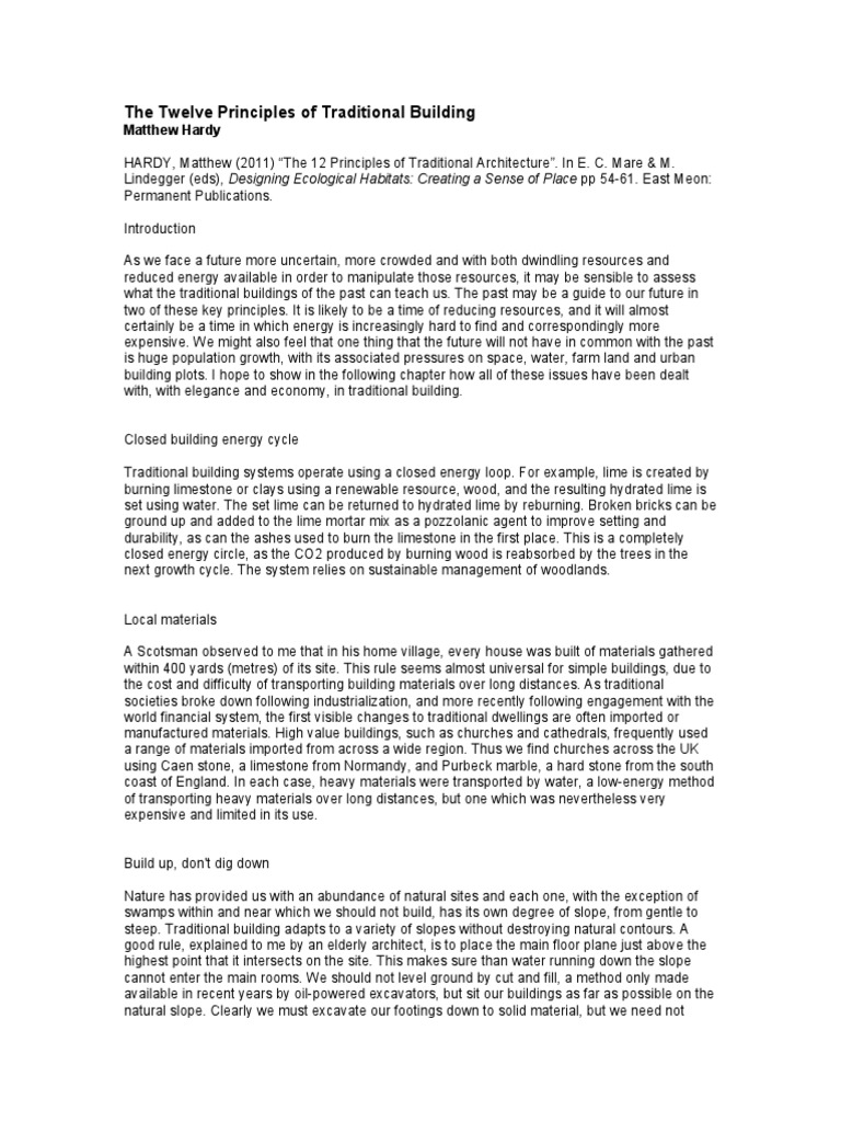 Twelve Principles of Traditional Building | PDF | Roof | Basement