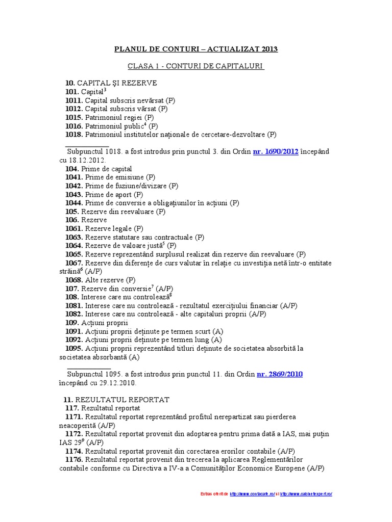 Planul de Conturi 2013 Actualizat | PDF | Business