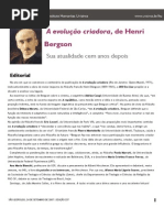 A evoluçao criadora de Bergson 100 anos depois