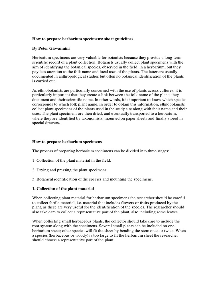How to Prepare Specimens for Herbarium Horticulture And Gardening