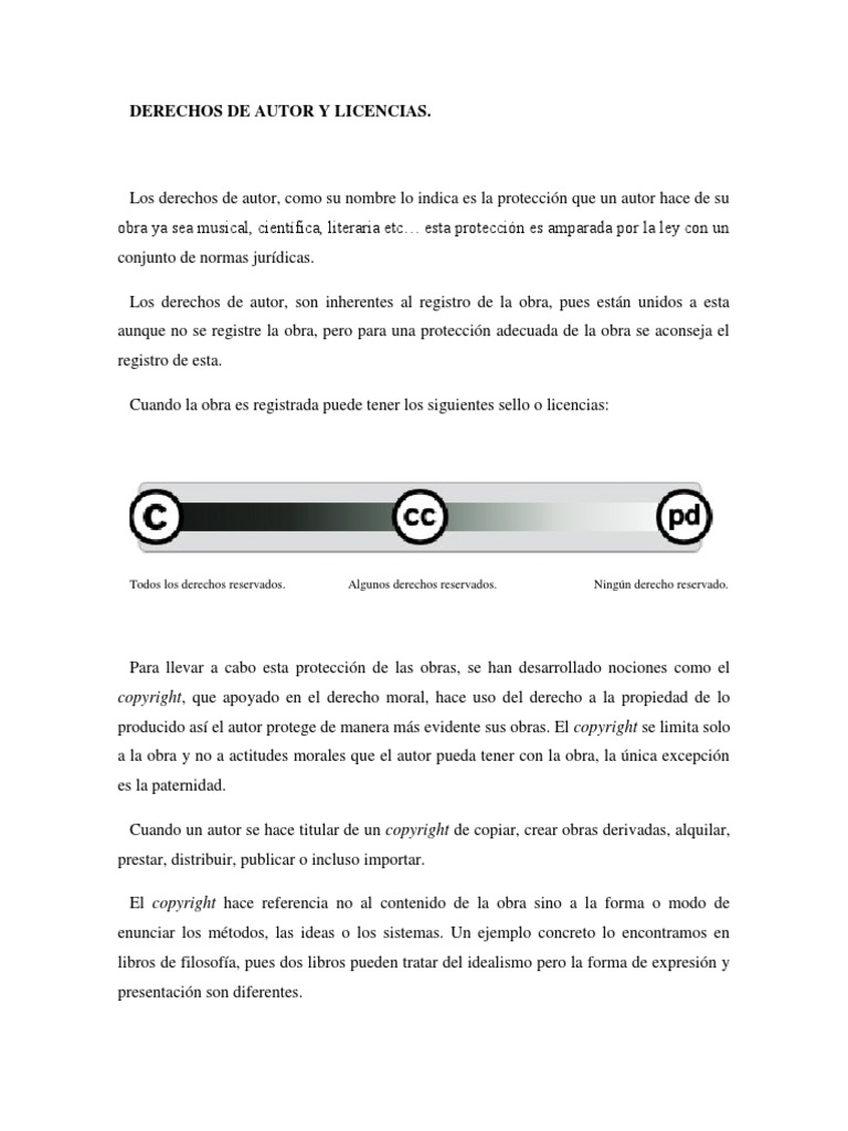 Derechos de Autor y Licencias Creative Commons | PDF | Creative Commons ...
