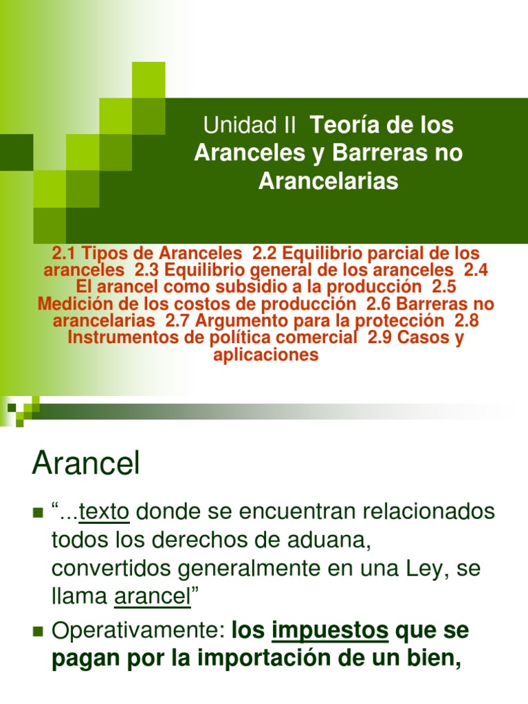 Tipos y Teoría de Aranceles y Barreras | PDF | Arancel | Barreras no ...