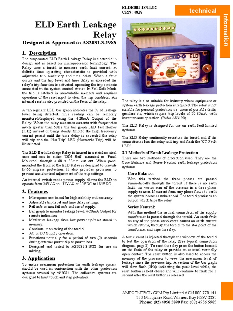 Eld E08405 PDF Relay Electricity