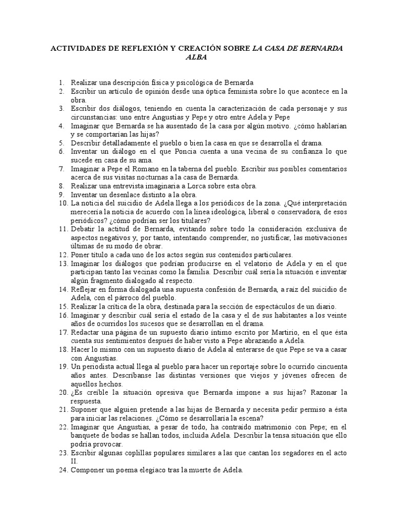 La Casa De Bernarda Alba Apuntes