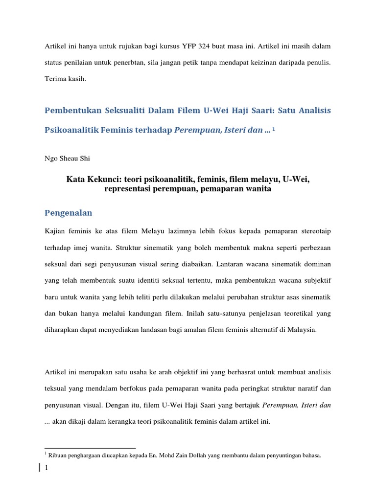 Kontroversi Dan Representasi Seksualiti Wanita Dalam Filem Perempuan Isteri Dan