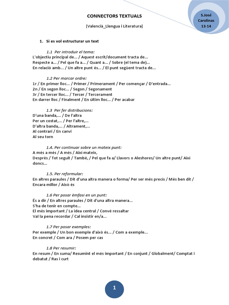 Connectors Textuals | PDF