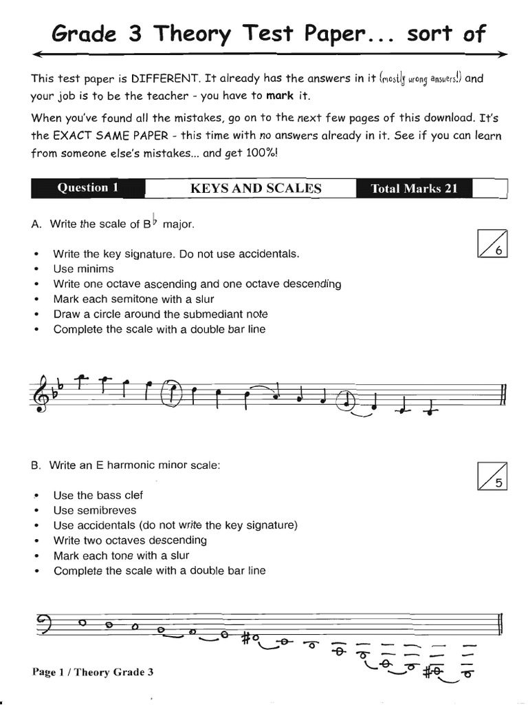 Grade 3 Music Theory Scale Music Chord Music