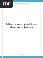 Politica Monetara Si Stabilitatea Financiara