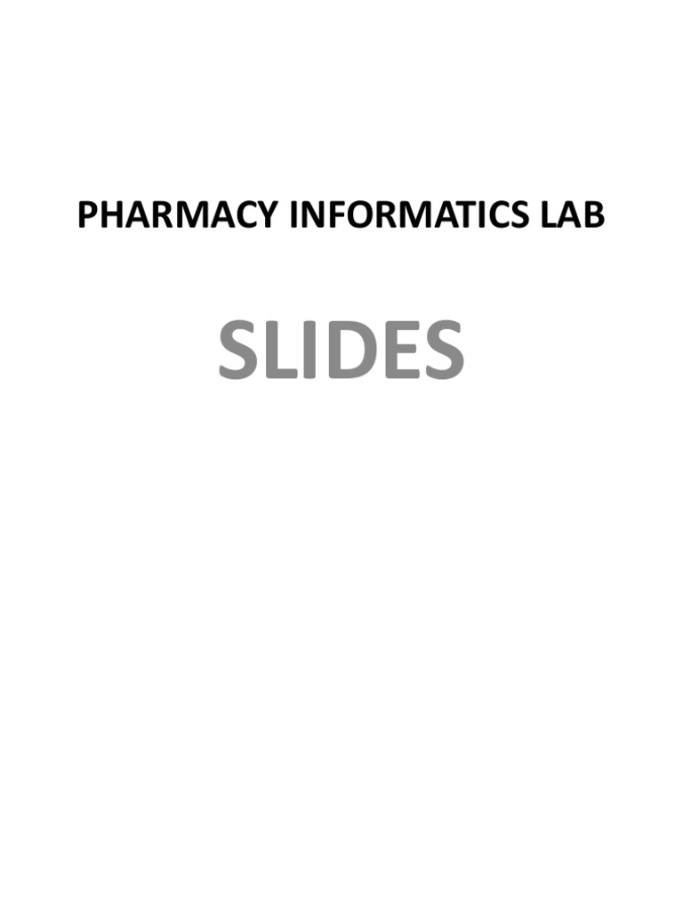 Pharmacy Informatics Lab | PDF