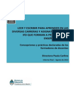 Leer y Escribir para Aprender en Las Diversas Carreras y Asignaturas de Los IFD Que Forman A Prof de Enseñanza Media