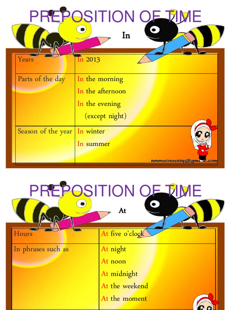 Prepositions of Time and Place | PDF