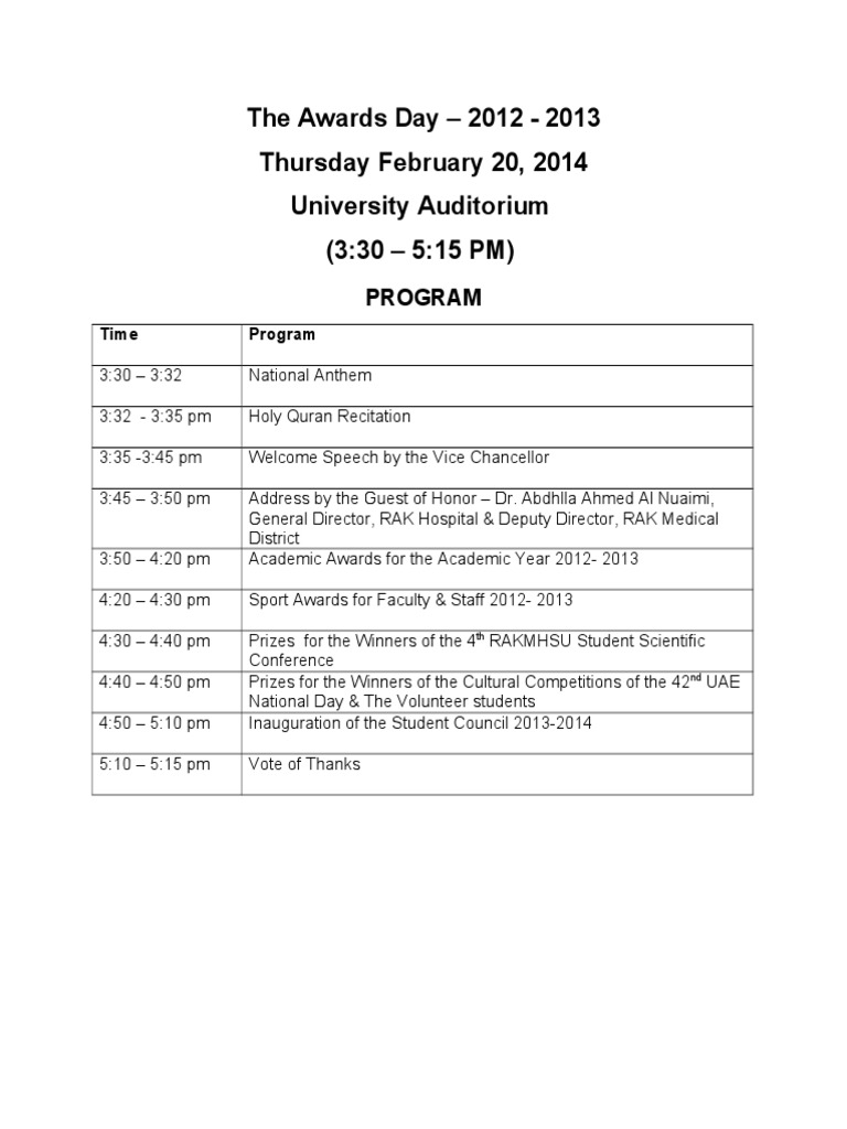 2012-2013 Awards Ceremony Program | PDF