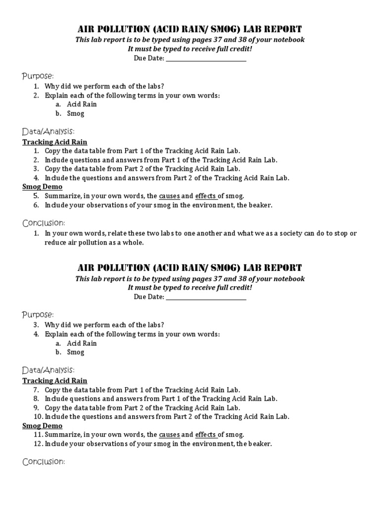 Air Pollution Lab Report PDF