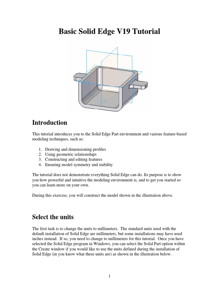Basic Solid Edge v19 Tutorial Button Line (Geometry)