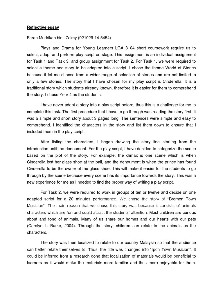 English reflective essay picture