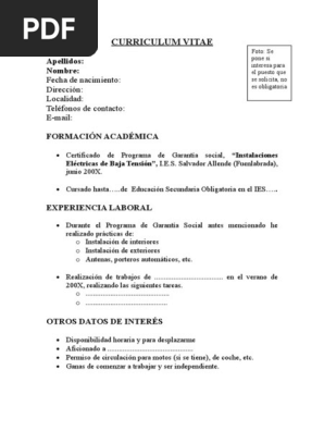 Curriculum Vitae Modelo Pdf Modificacion De Comportamiento Cognicion