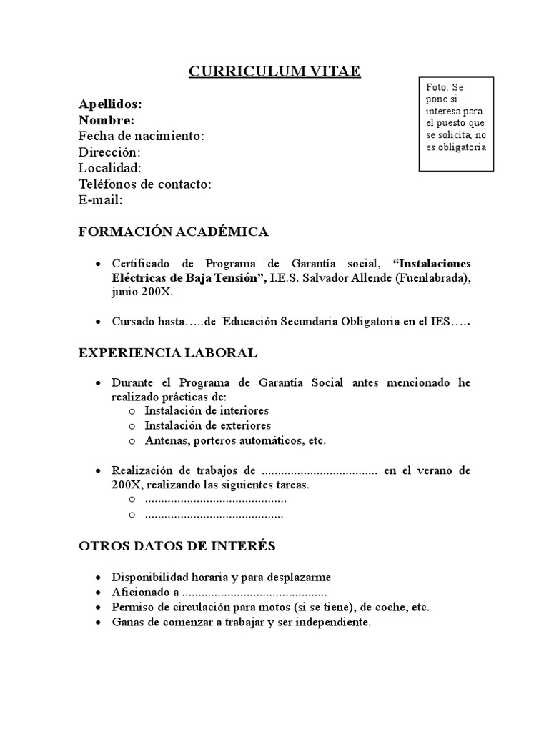 CURRICULUM VITAE Modelo | PDF | Modificación de comportamiento | Cognición