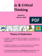 Logic & Critical Thinking: Session 8 1 March, 2014
