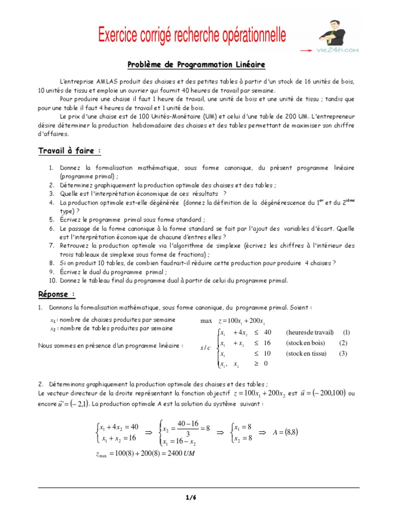 exercice corrigé recherche opérationnelle.pdf | Théorie des graphes ...