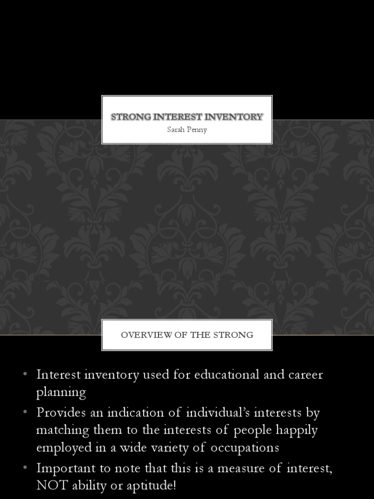 Strong Interest Inventory Overview | PDF | Psychology | Behavioural ...