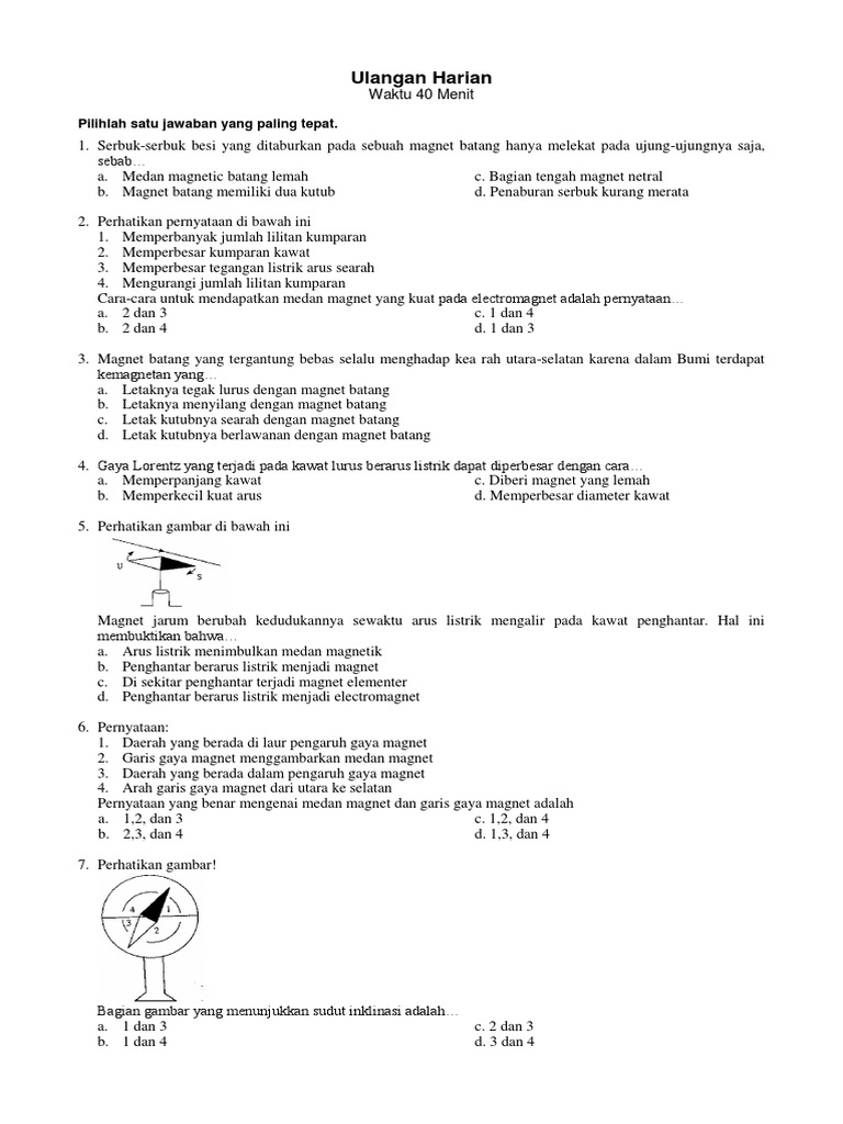 Soal Uts Ipa Kemagnetan Kelas 9 Dan Kunci Jawabannya