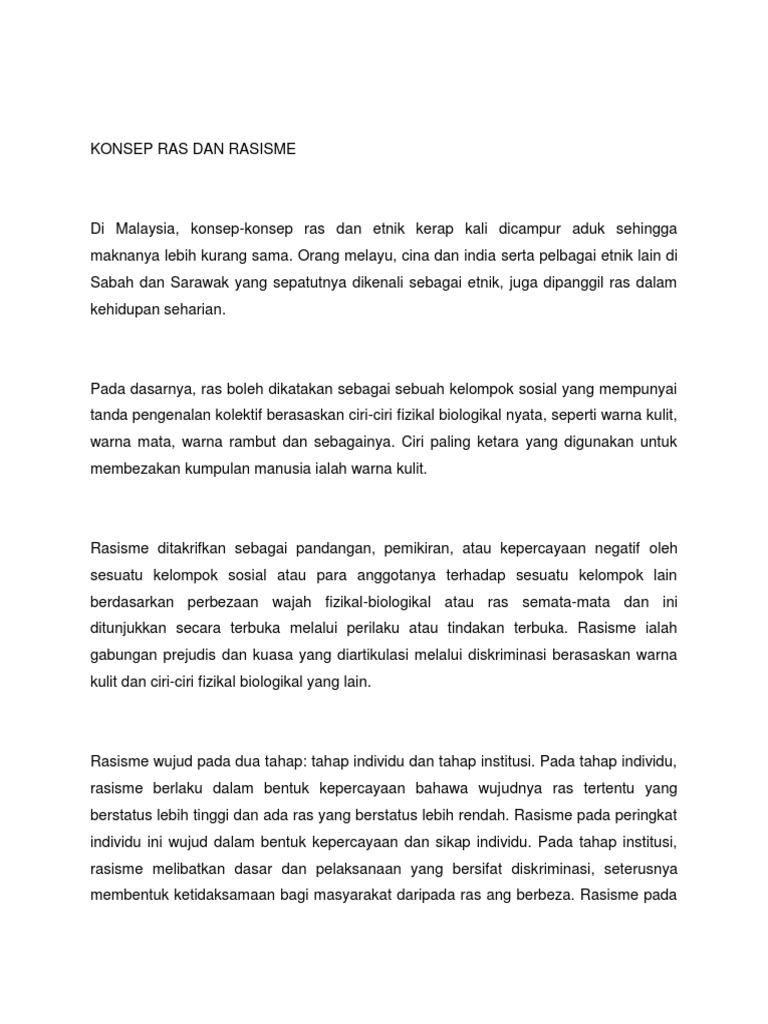 Konsep Ras Dan Rasisme