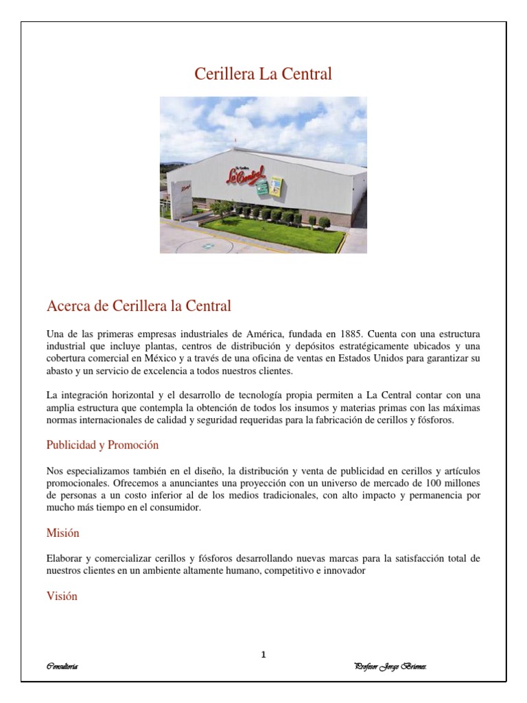 Acerca de Cerillera La Central | PDF | Distribución (comercial