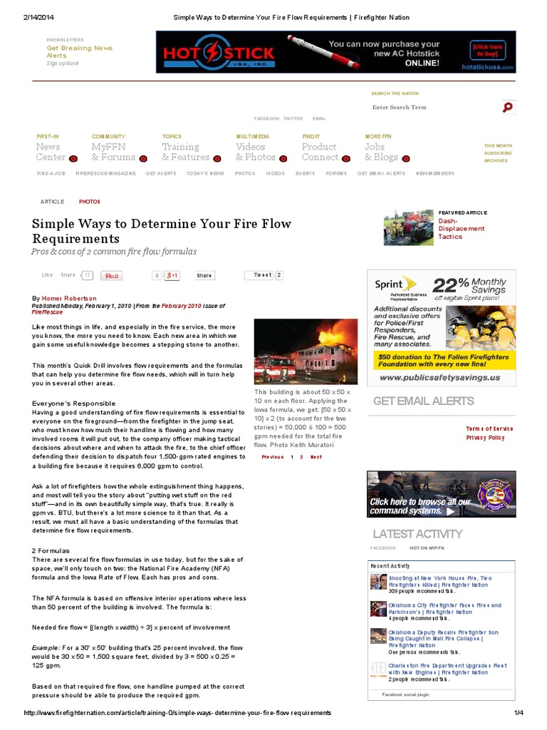 Simple Ways To Determine Your Fire Flow Requirements - Firefighter ...