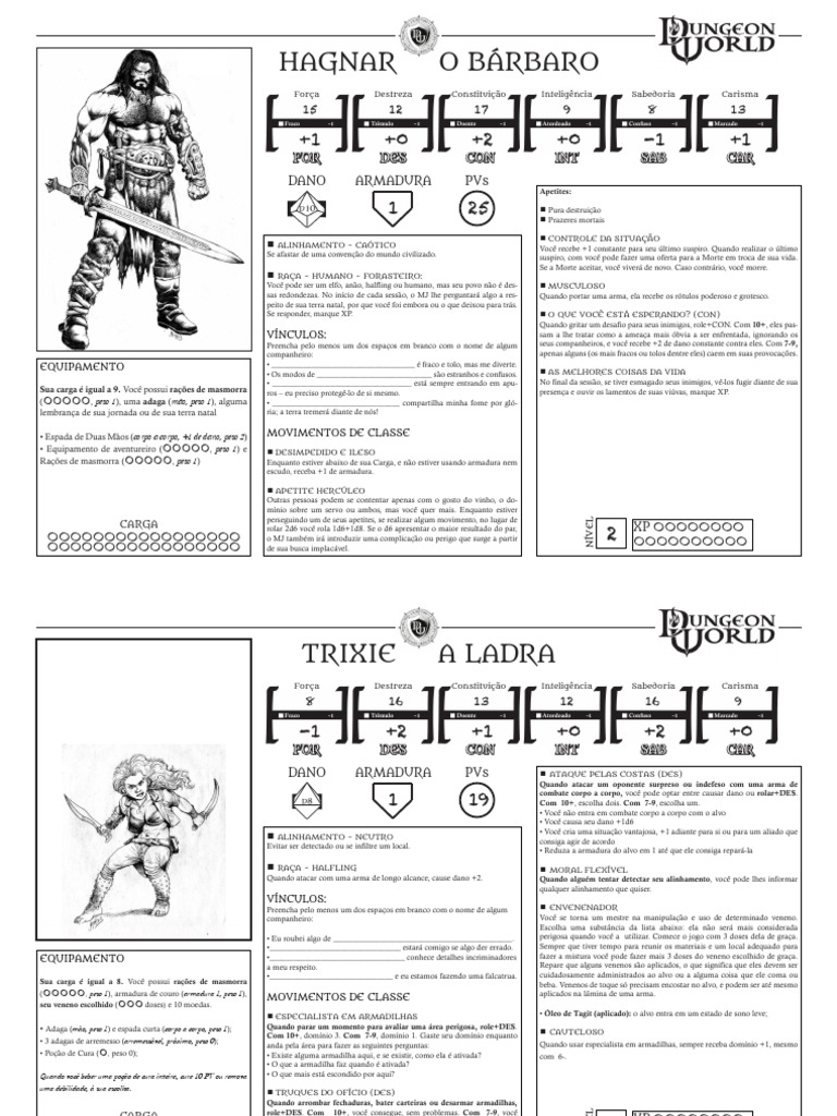 Fichas Prontas de Dungeon World