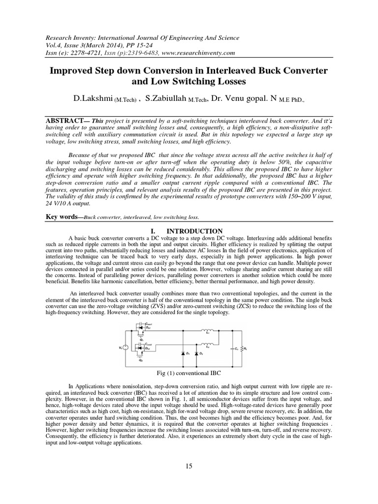 Improved Step Down Conversion in Interleaved Buck Converter and Low ...
