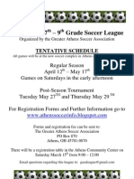 Spring 2008 7 - 9 Grade Soccer League: Tentative Schedule