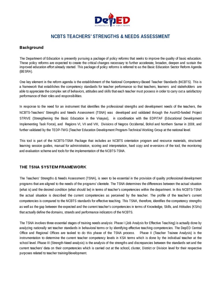 Ncbts-Tsna Electronic Version3 | PDF | Competence (Human Resources ...