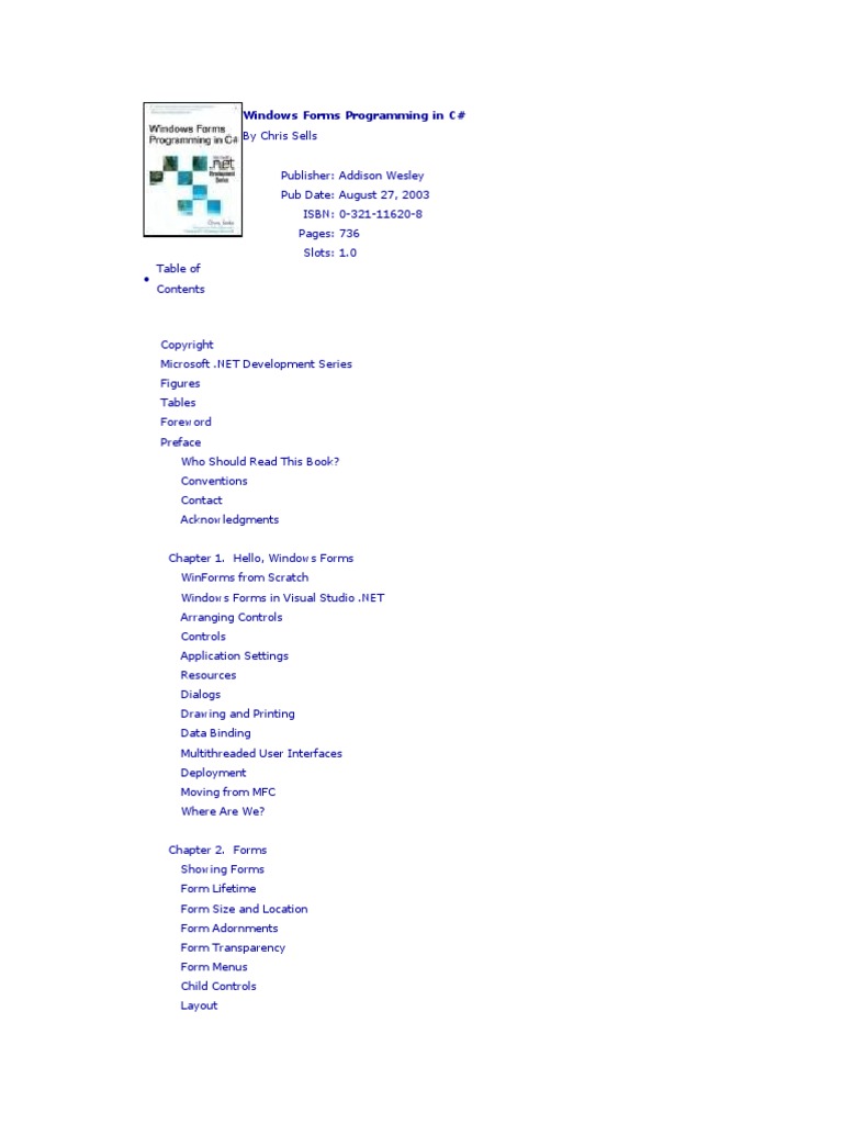 Windows Forms Programming in C PDF  Application Application