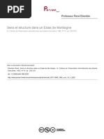 Article - Sens Et Structure d'Un Essai de Montaigne. Sur Des Vers de Virgile