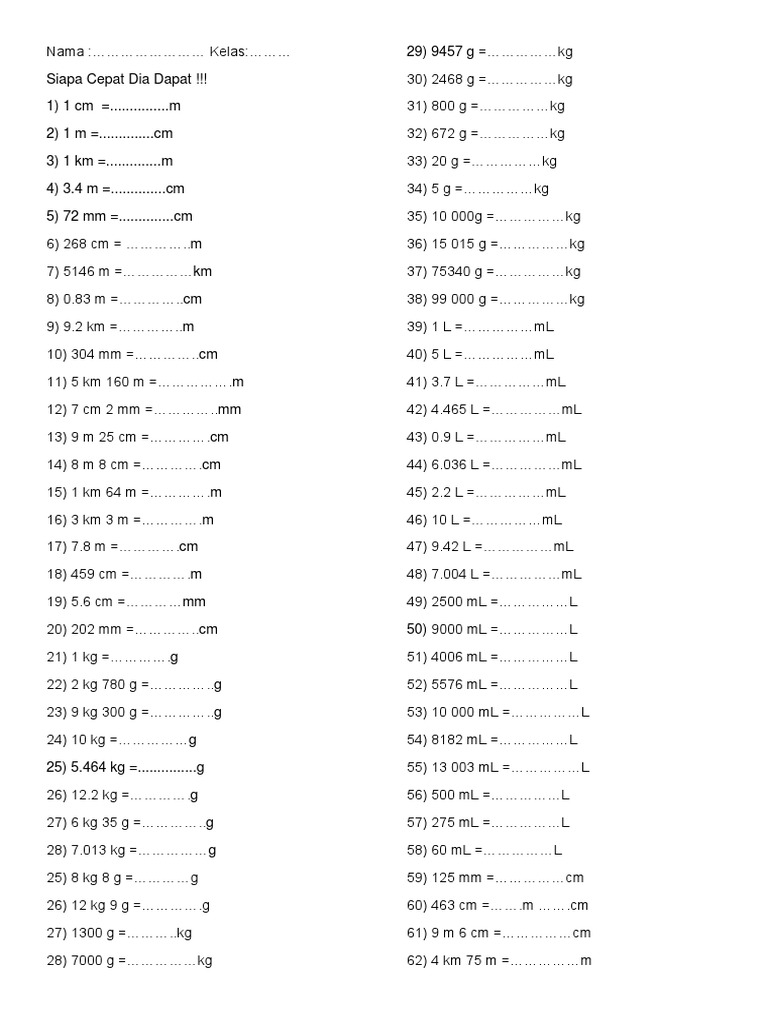 Latihan Matematik Tahun 5 Mengikut Topik