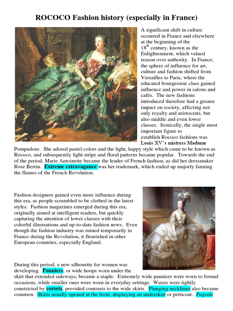 Rococo Fashion: History and Influence | PDF | Fashion | Skirt