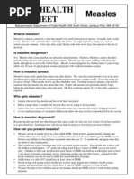 Measles Public Health Fact Sheet