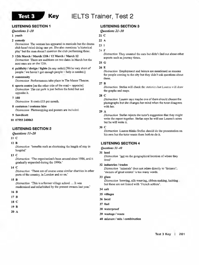 IELIELTS Trainer Test 3 KeysTS Trainer Test 3 Keys | PDF