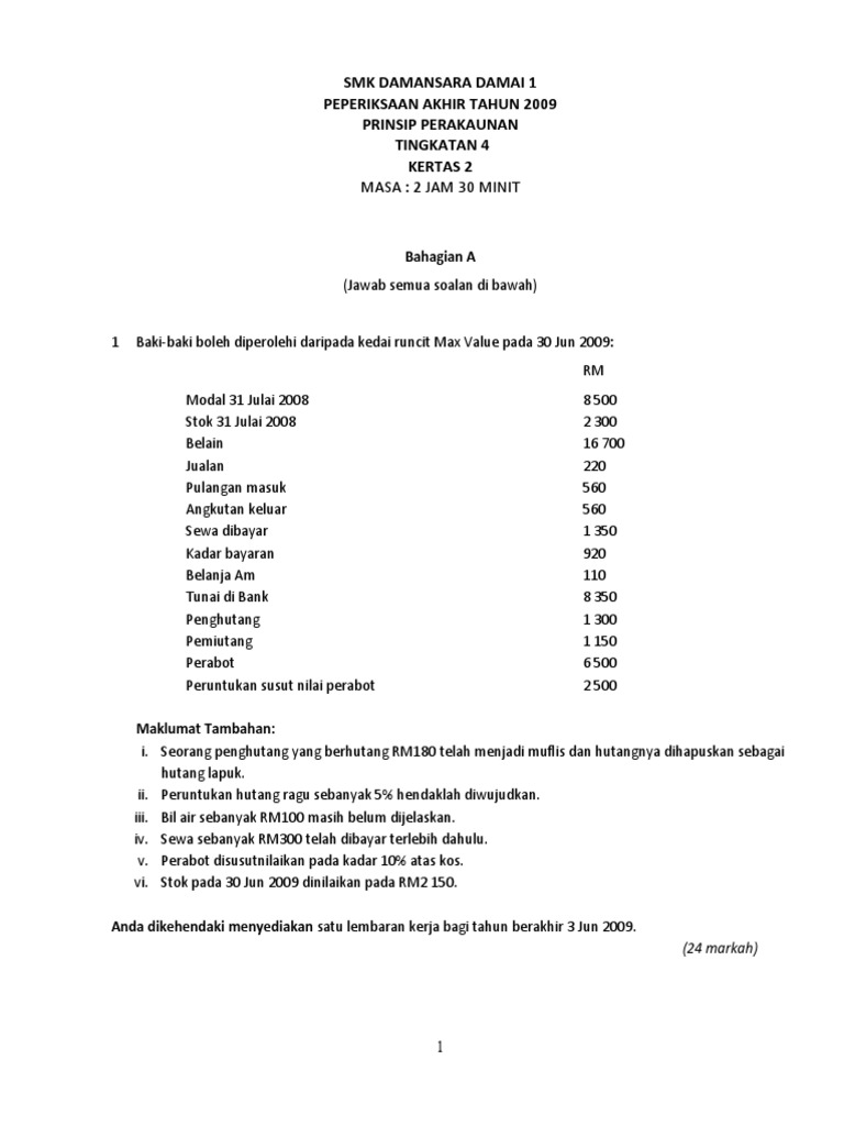 Contoh Soalan Prinsip Akaun Kertas 2 - Resepi Ayam c